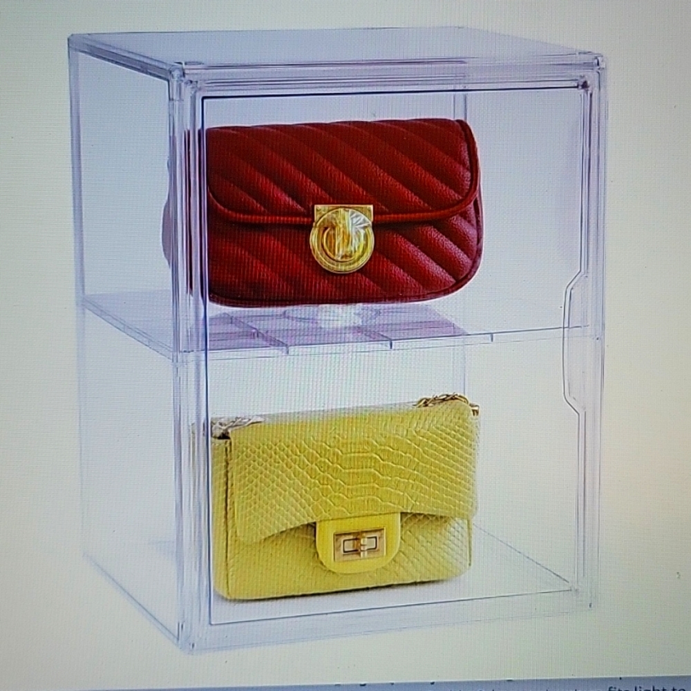 Bohoidee 2 pc clear handbag display case 2 layers large acrylic organizer New